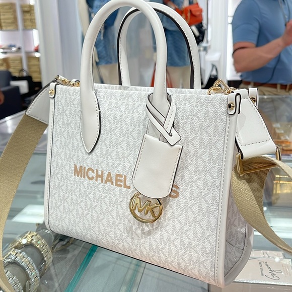 Michael Kors Mirella Small Signature Logo Shopper Top Zip Crossbody XBODY Bag MK - Picture 2 of 16